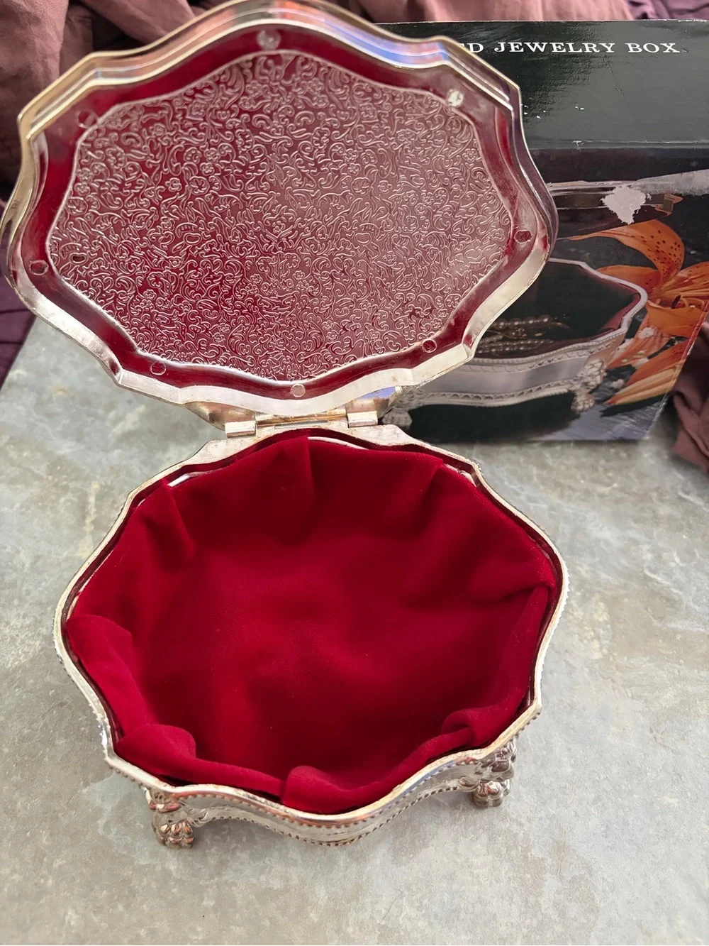 Vintage International Silver Co. Footed Jewelry Box